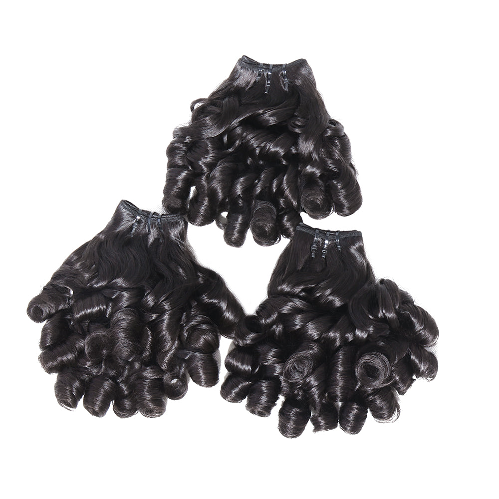 Funmi Bouncy Curly Hair 3 Bundles Deal Natural Black 100% Unprocessed Fumi Curly Virgin Human Hair Weaves