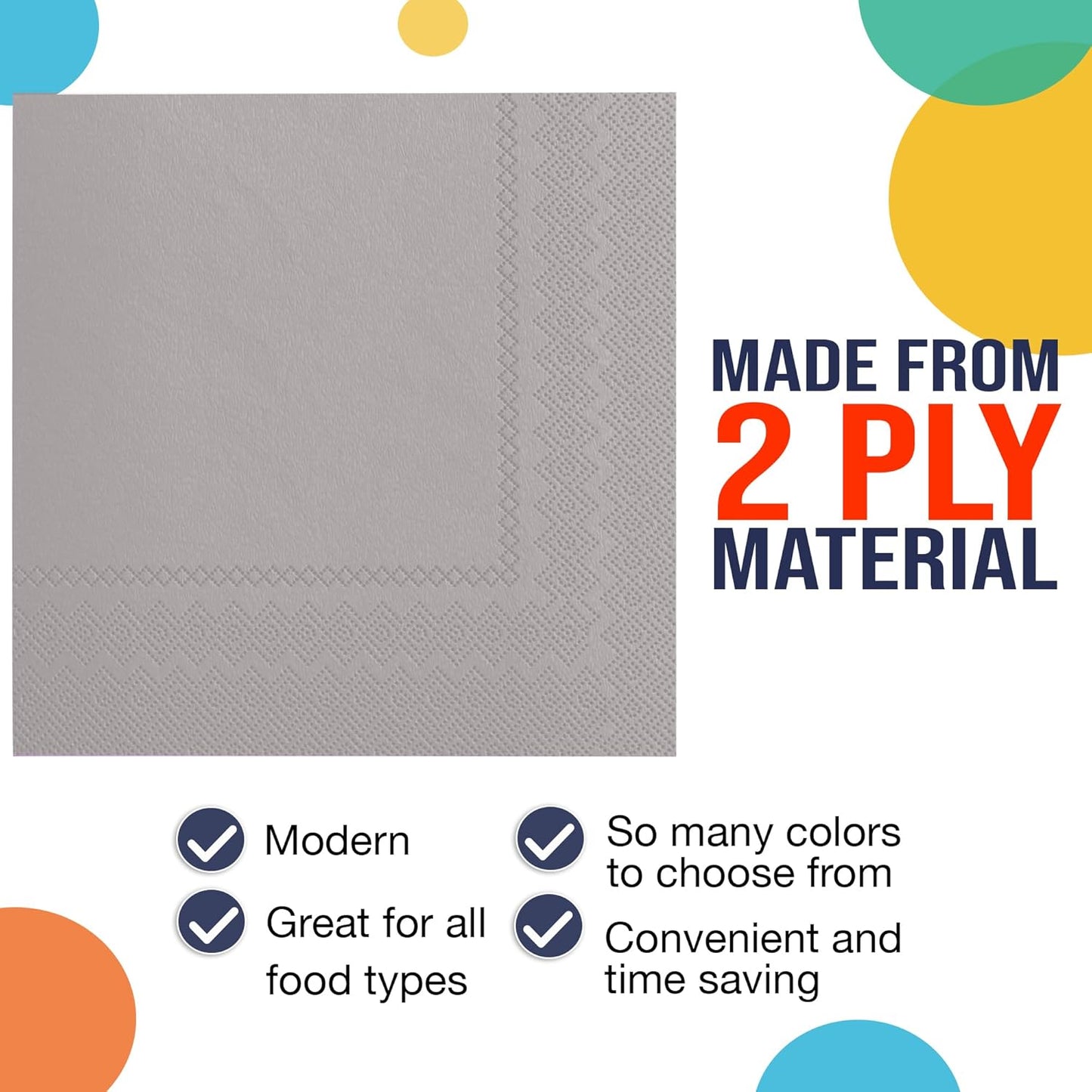 Silver Paper Napkins Disposable Everyday 50 Pcs 2 Ply Silver Cocktail Napkins Paper Everyday For Parties & Party Supplies