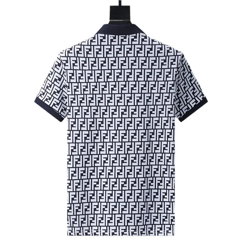 Fendi Navy T-Shirt With Collar