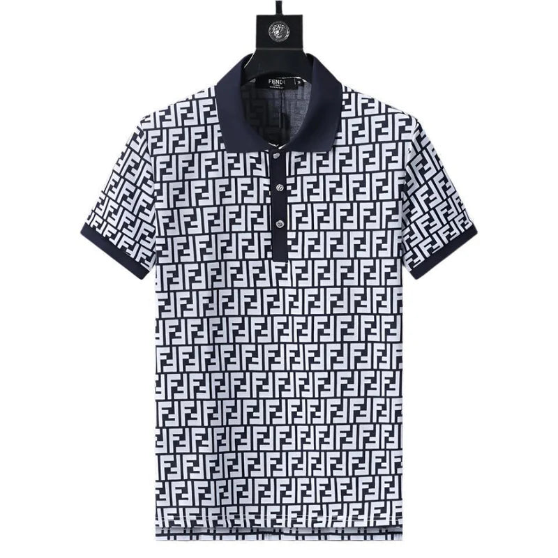 Fendi Navy T-Shirt With Collar