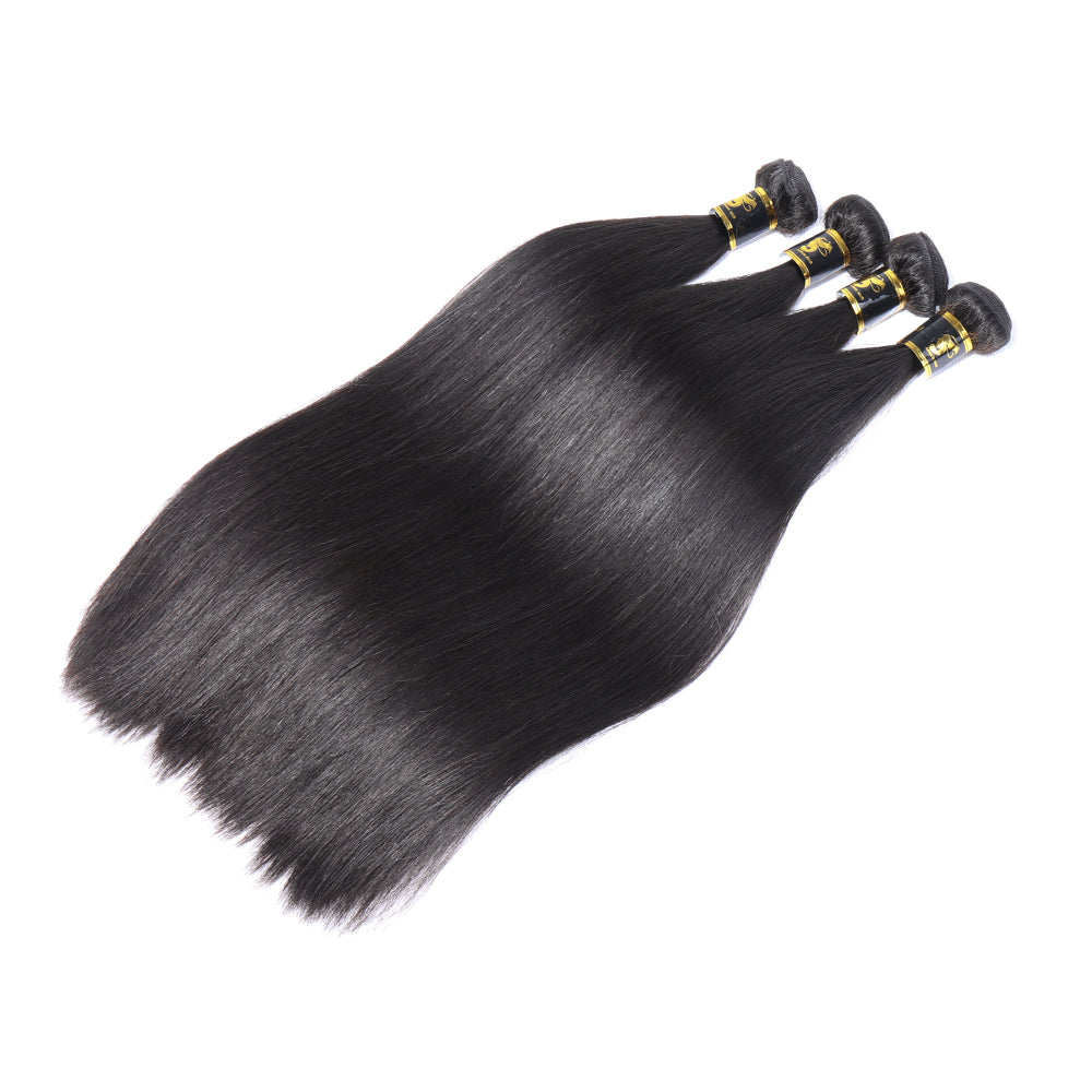 Brazilian Straight Human Hair Bundles 100% Unprocessed Hair Weaves Sew In Hair Extensions Natural Black 10-30 Inches