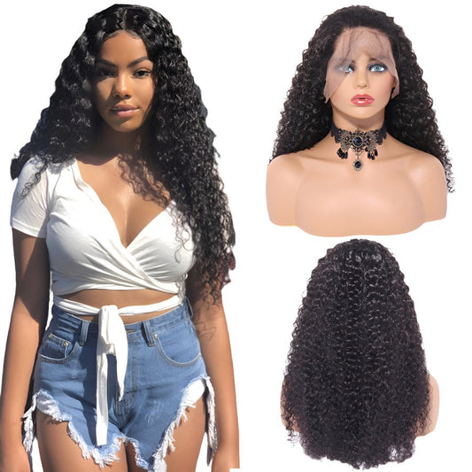 Wigs For Black Women Remy Human Hair Kinky Curly 13x4 Front Lace Wig 150% Pre Plucked with Baby Hair