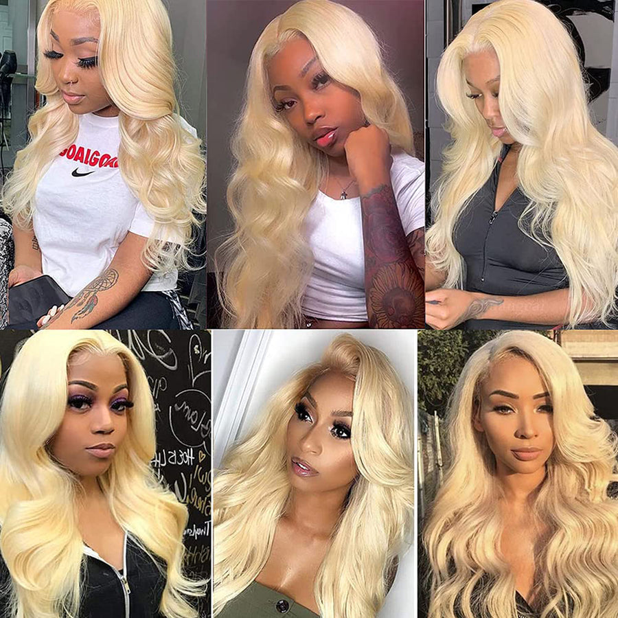 613 Lace Front Wig Human Hair Body Wave Wigs for Women 13x4 Virgin Blonde Lace Frontal Human Hair Wig Pre Plucked with Baby Hair