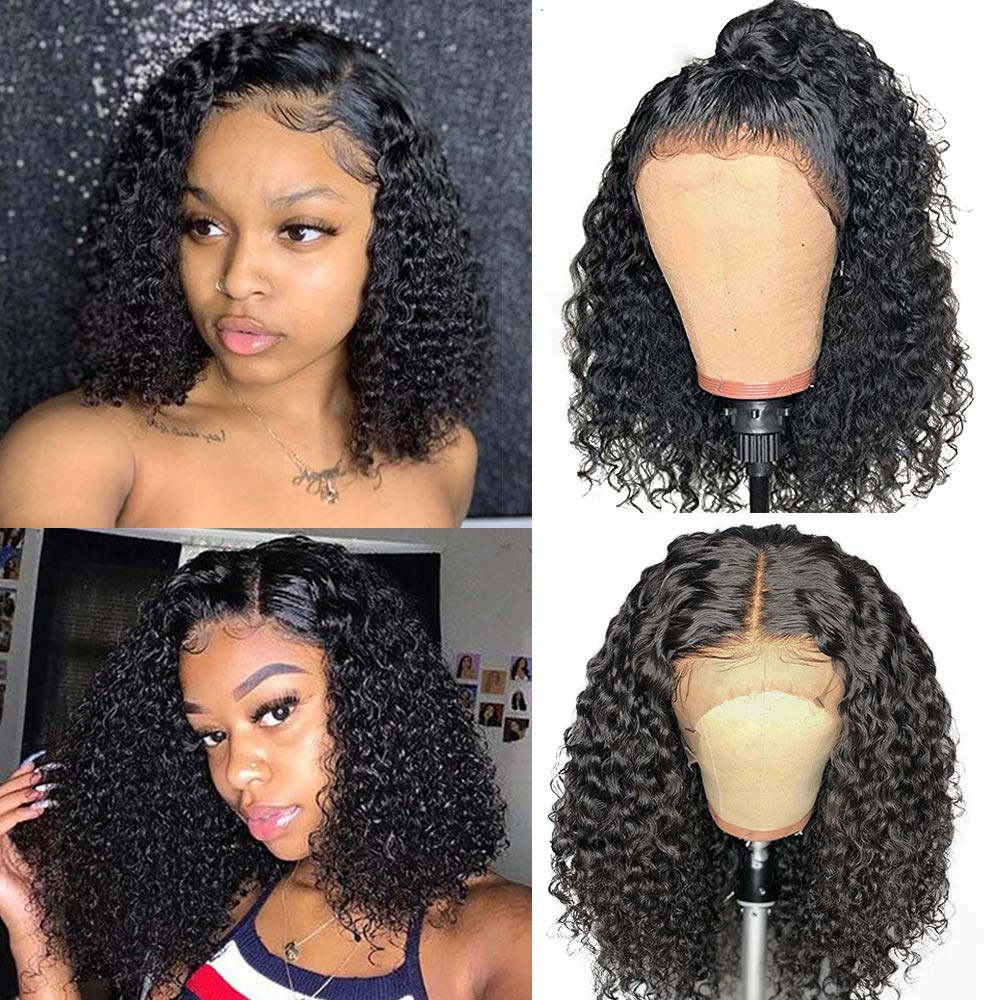 Hot Selling Kinky Curly Human Hair Bob Wig 4x4 Lace Closure Wig/ 13x4 Lace Front Wig