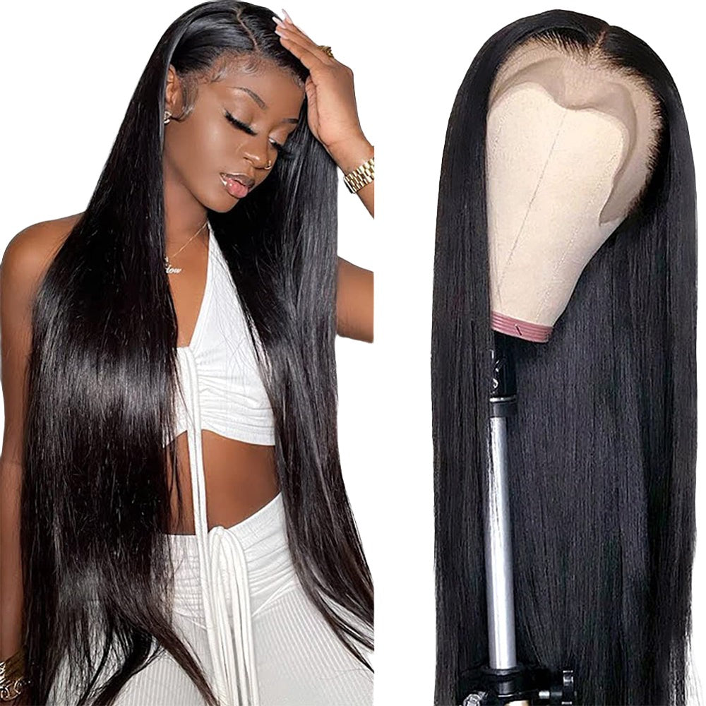 Hair 150%/180% Density Virgin Peruvian Straight Human Hair Wigs for Black Women Natural Color Straight 4x4 Lace Closure Wig