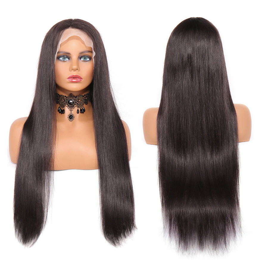 Transparent Lace Front Wigs Human Hair 150% or 180% Density Pre Plucked with Baby Hair Peruvian Straight 13x4 Lace Frontal Wig Natural Color