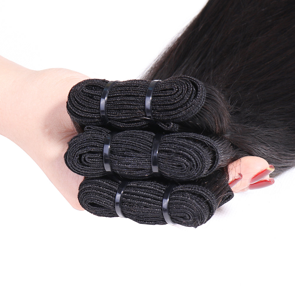 Funmi Bone Straight Hair Bundles Human Hair 3 Bundles Fumi Straight Hair Weaves Double Drawn Natural Black Color Hair Extension