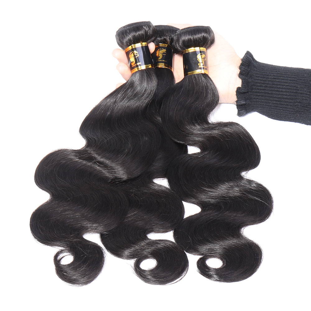 Brazilian Hair Body Wave Human Hair Bundles Natural Color 4 Bundles 100% Human Weaves No Tangle