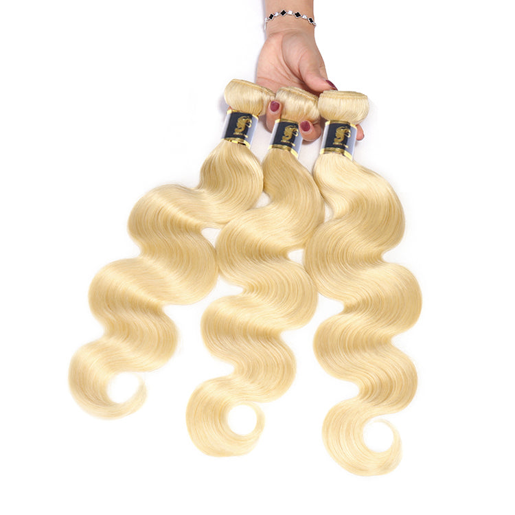 613 Blonde Bundles with 4x4 Closure Brazilian Body Wave 3 Bundles with Closure Blonde Human Hair Bundles with Closure