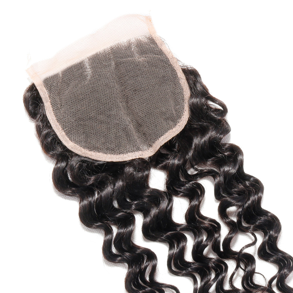 Free Part 5x5 Lace Closure Italian Curly Brazilian Virgin Unprocessed Italian Wave Human Hair with Baby Hair