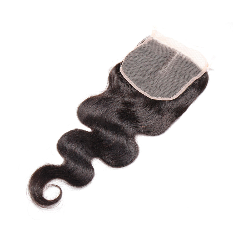 100% Unprocessed Brazilian Virgin Human Hair Body Wave 5x5 Closure Middle Part Natural Black Color with Baby Hair