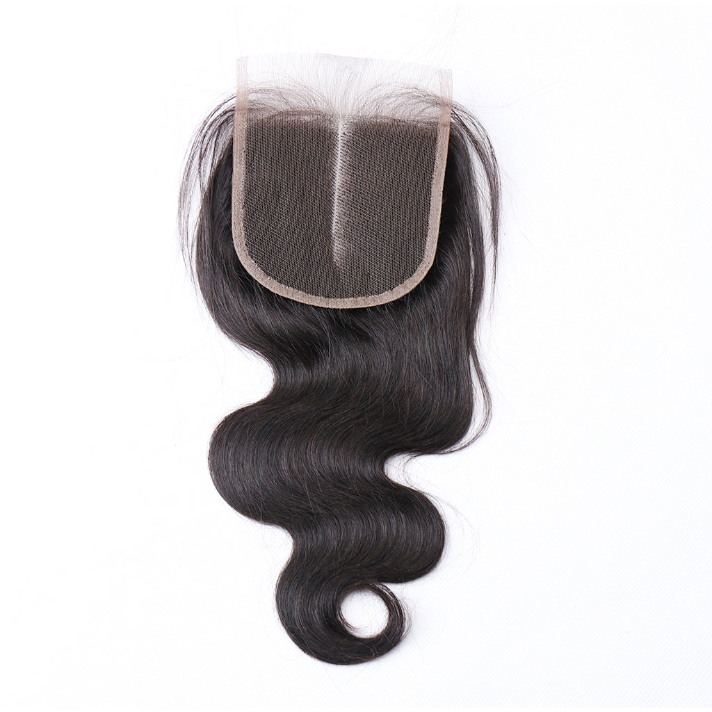 Brazilian Hair 4X4 Body Wave Middle Part Lace Closure Pre Plucked with Baby Hair For Black Women