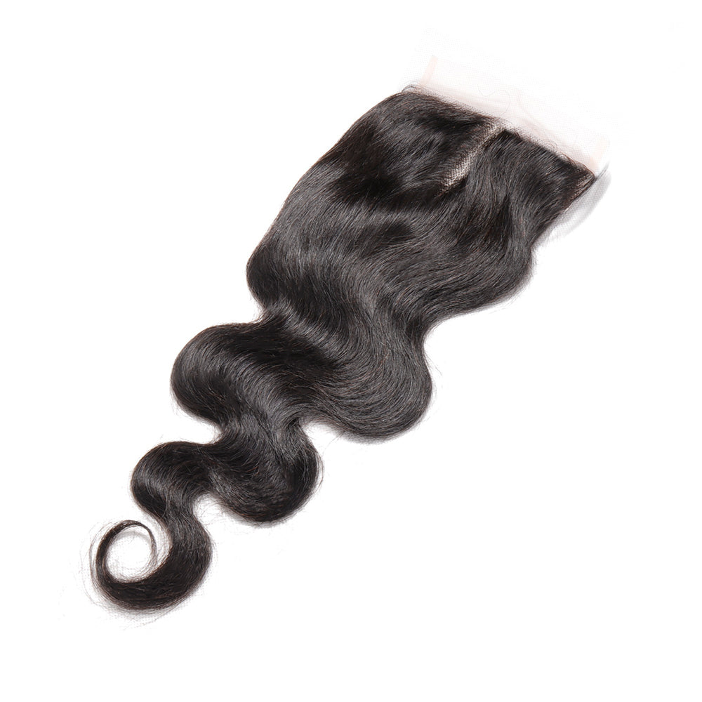 100% Unprocessed Brazilian Virgin Human Hair Body Wave 5x5 Closure Middle Part Natural Black Color with Baby Hair