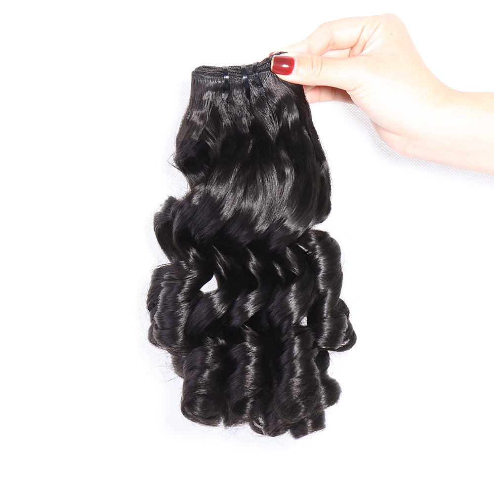 Funmi Bouncy Curly Hair 3 Bundles Deal Natural Black 100% Unprocessed Fumi Curly Virgin Human Hair Weaves