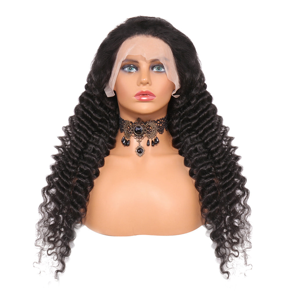 Clearance Sales Synthetic Hair 13x4 Front Lace Wigs Deep Wave PrePlucked Deep Curly Wigs