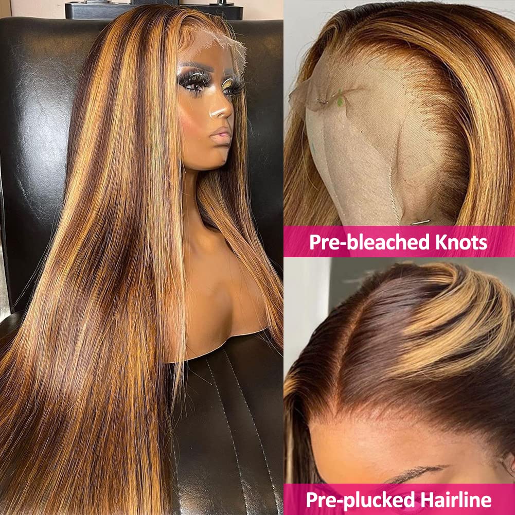 Hot Selling Highlight Brown Color Human Hair 13x4 Lace Front Wig