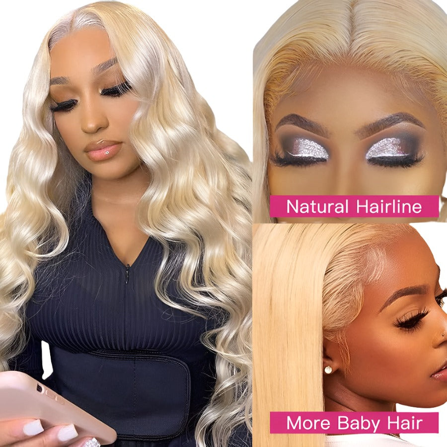 613 Lace Front Wig Human Hair Body Wave Wigs for Women 13x4 Virgin Blonde Lace Frontal Human Hair Wig Pre Plucked with Baby Hair