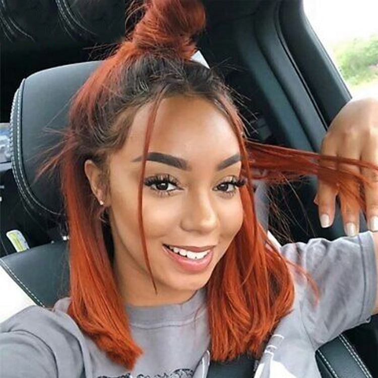 #350 Ginger Color Straight Human Hair Bob Wig 13x4 lace front bob wig