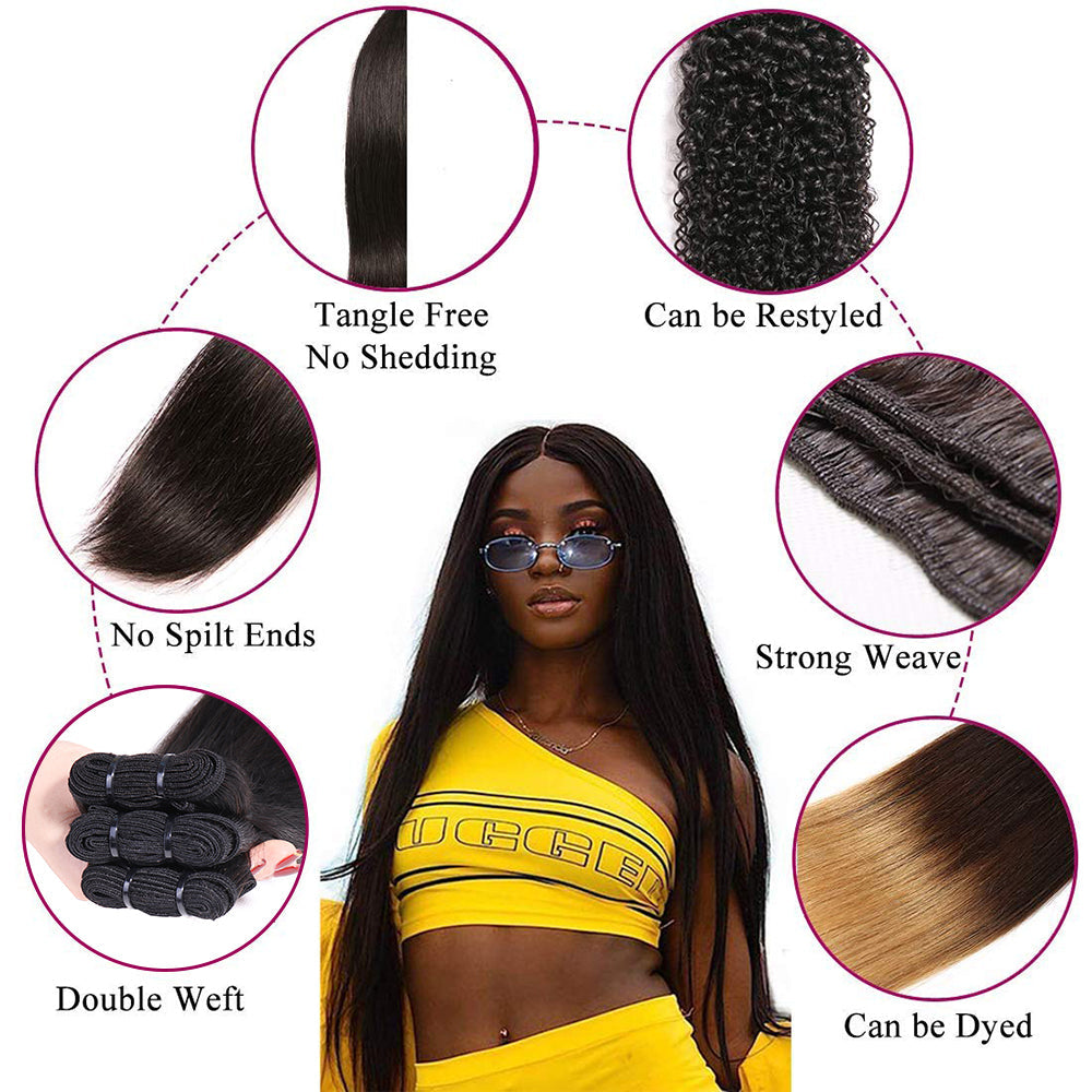 Funmi Bone Straight Hair Bundles Human Hair 3 Bundles Fumi Straight Hair Weaves Double Drawn Natural Black Color Hair Extension