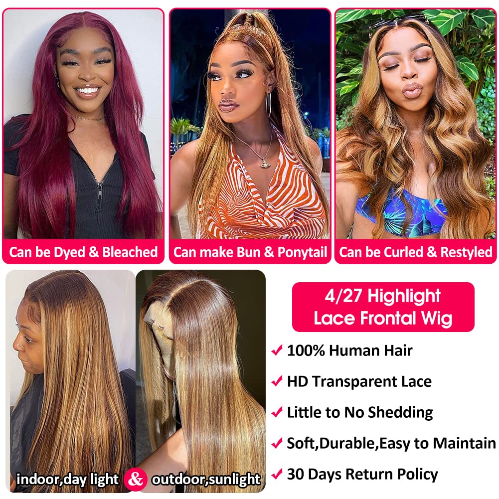 Hot Selling Highlight Brown Color Human Hair 13x4 Lace Front Wig