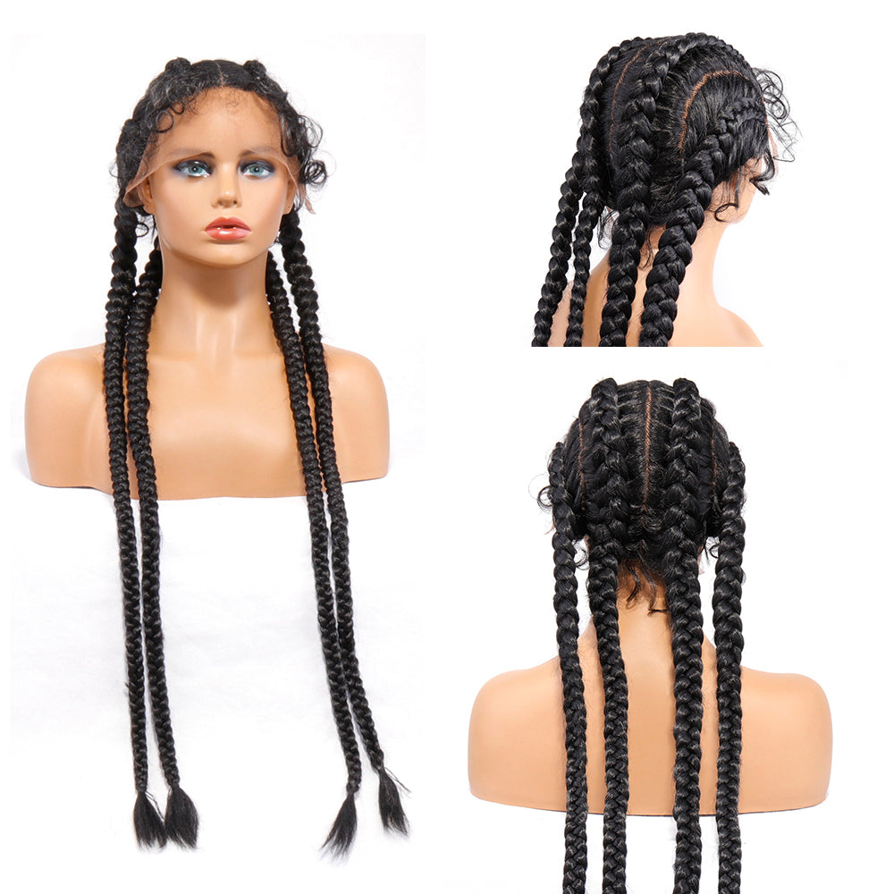 27# Synthetic Braided T4/27# Lace Wigs Natural Black and Grey/613 Color 28 Inch with Baby Hair for Fashion Black Women 4# Color