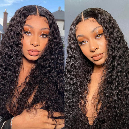 Clearance Sales Synthetic Hair 13x4 Front Lace Wigs Deep Wave PrePlucked Deep Curly Wigs