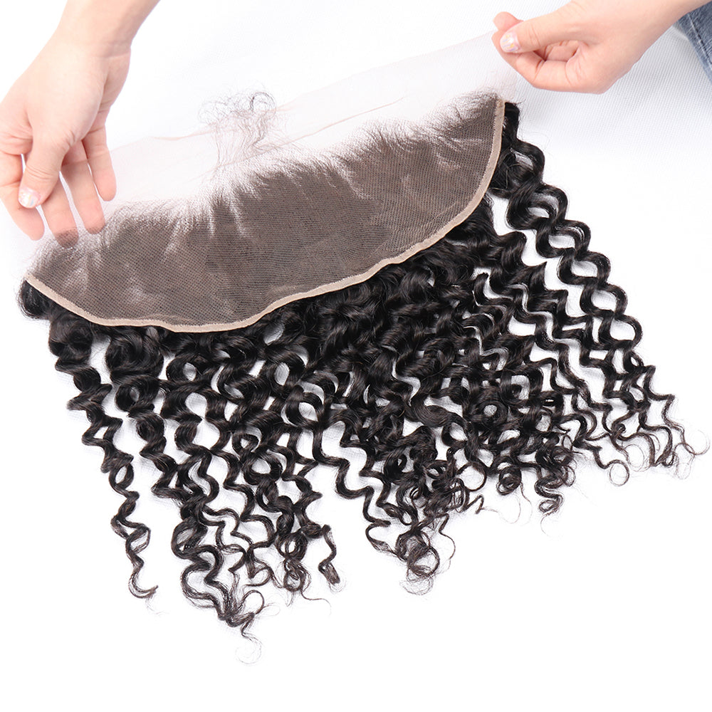 Brazilian Italian Wave 13x4 Ear To Ear Lace Frontal Swiss Lace Virgin Hair Italian Curly Closure Free part With Baby Hair