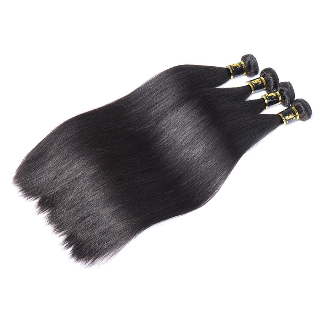 Straight Hair 3 Bundles With Closure Virgin Human Hair 4*4 Swiss Lace Brazilian Hair