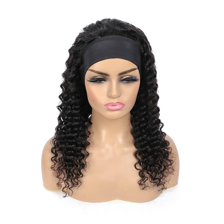 Brazilian Hair Deep Wave Headband Wig None Lace Glueless Human Hair Wigs