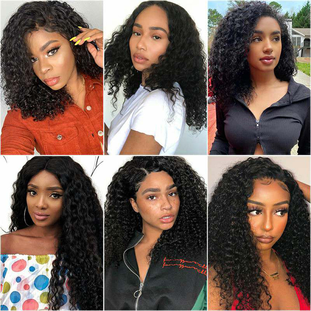 Brazilian Kinky Curly Hair 3 Bundles With 13x4 Frontal Jerry Curly Human Hair Bundles Ear To Ear Lace Frontal Closure