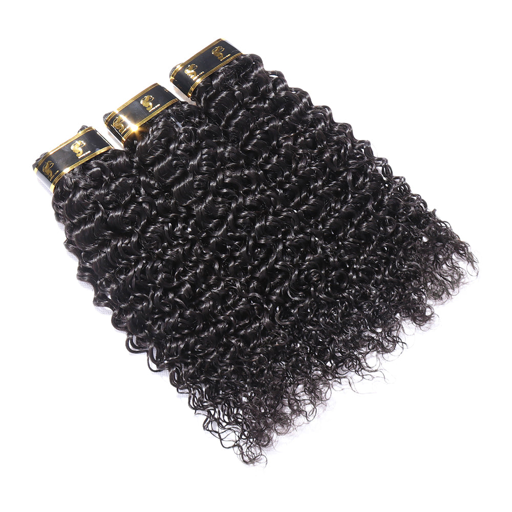 Brazilian Human Hair Bundles Italian Curly Weave Virgin Hair Bundles 10-30 Inches Italian Wave Sew In Hair Extensions Natural Black