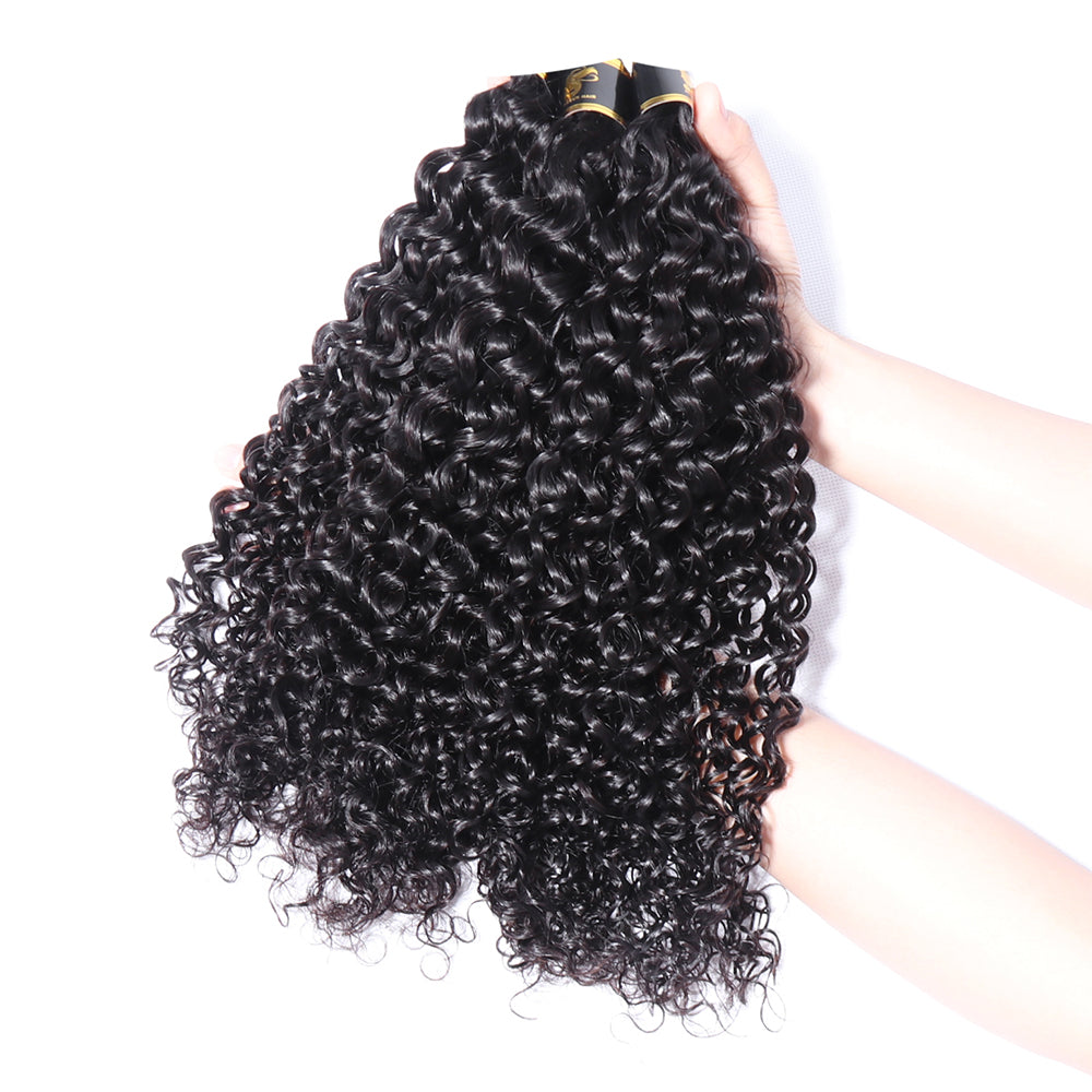 Brazilian Human Hair Bundles Italian Curly Weave Virgin Hair Bundles 10-30 Inches Italian Wave Sew In Hair Extensions Natural Black