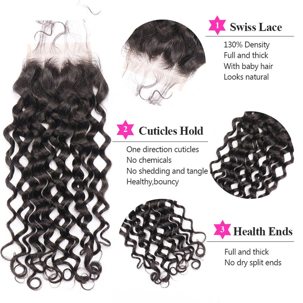 Italian Curly Human Hair Bundles with Closure Brazilian Virgin Hair Free Shipping