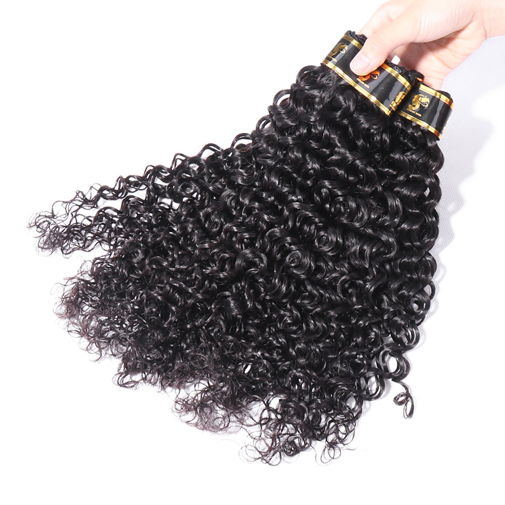 Brazilian Human Hair Bundles Italian Curly Weave Virgin Hair Bundles 10-30 Inches Italian Wave Sew In Hair Extensions Natural Black