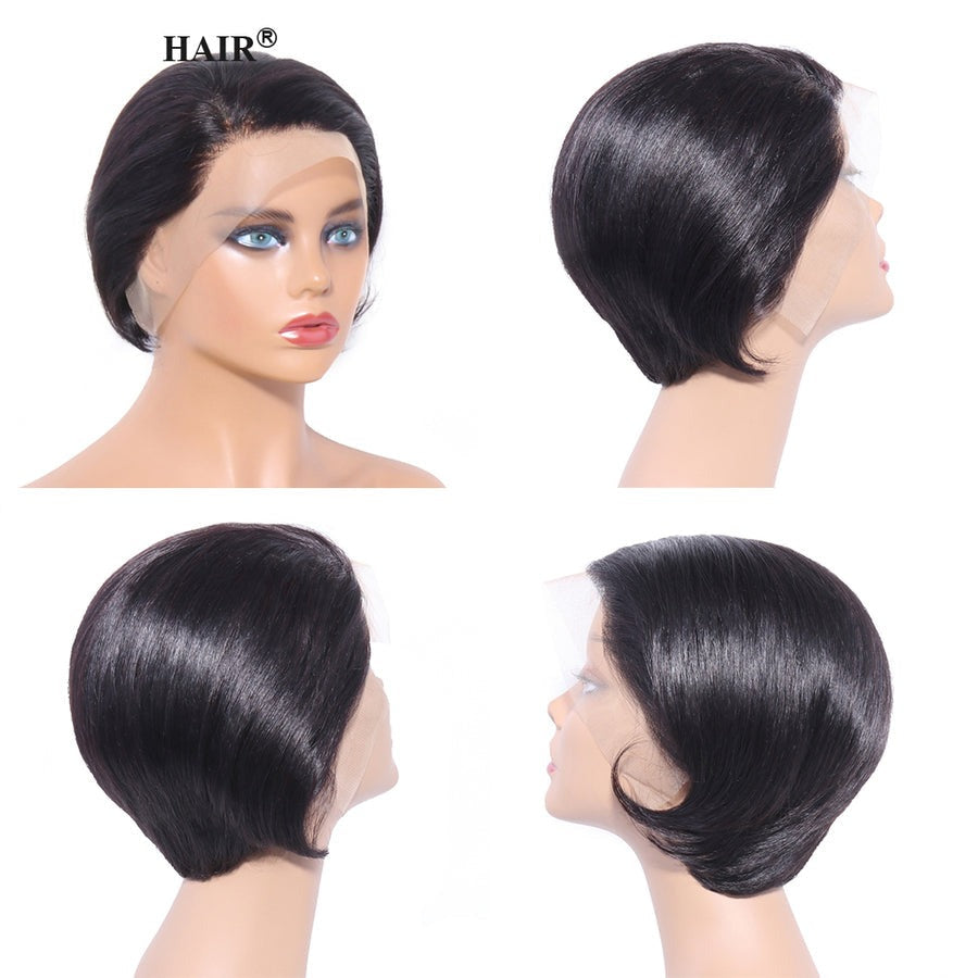 Straight Short Cut Lace Wig 130% 13x4 Front Lace Brazilian Human Hair Wigs