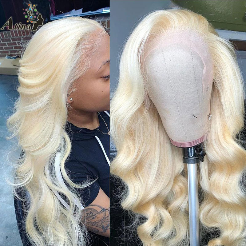 613 Blonde Color Body Wave Human Hair Wig 13x4 Transparent Lace Wig