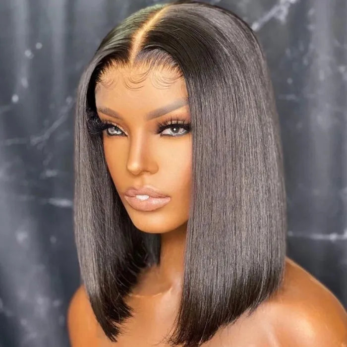 Straight Bob Wig Lace Front Human Hair Wigs Brazilian Short Bob Wig PrePlucked Natural Color Human Hair Lace Wigs