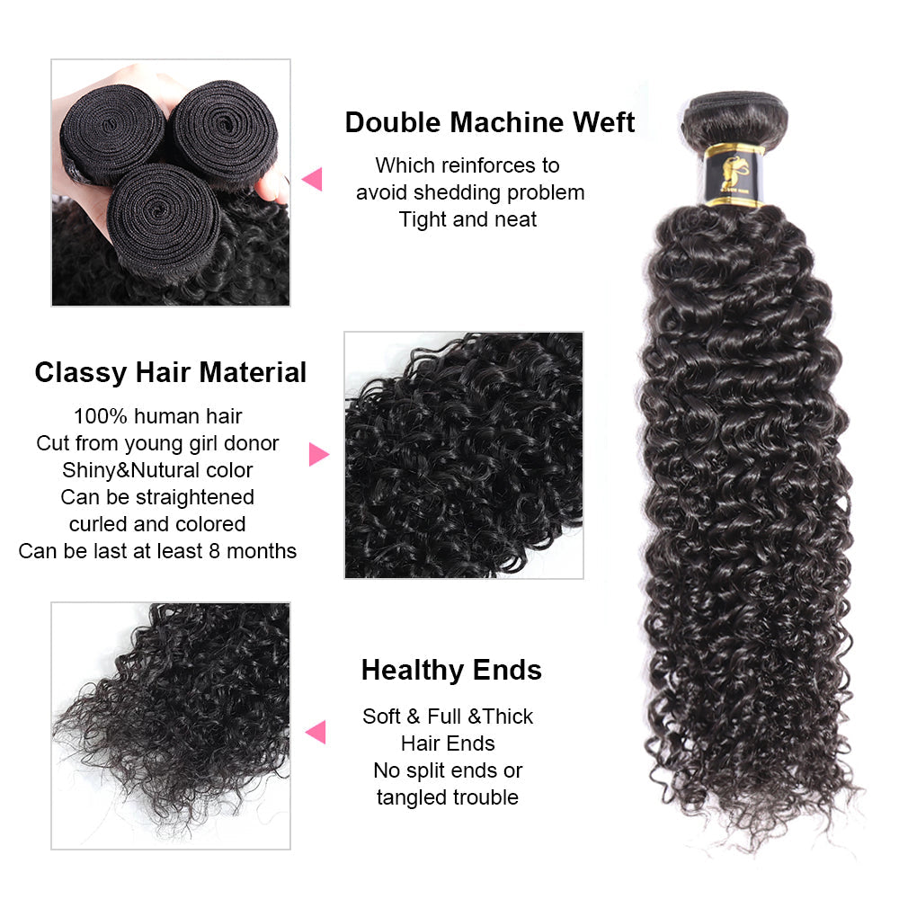 Brazilian Hair Kinky Curly Hair Bundle 100% Human Hair Weave Natural Black Curly Human Hair Extensions