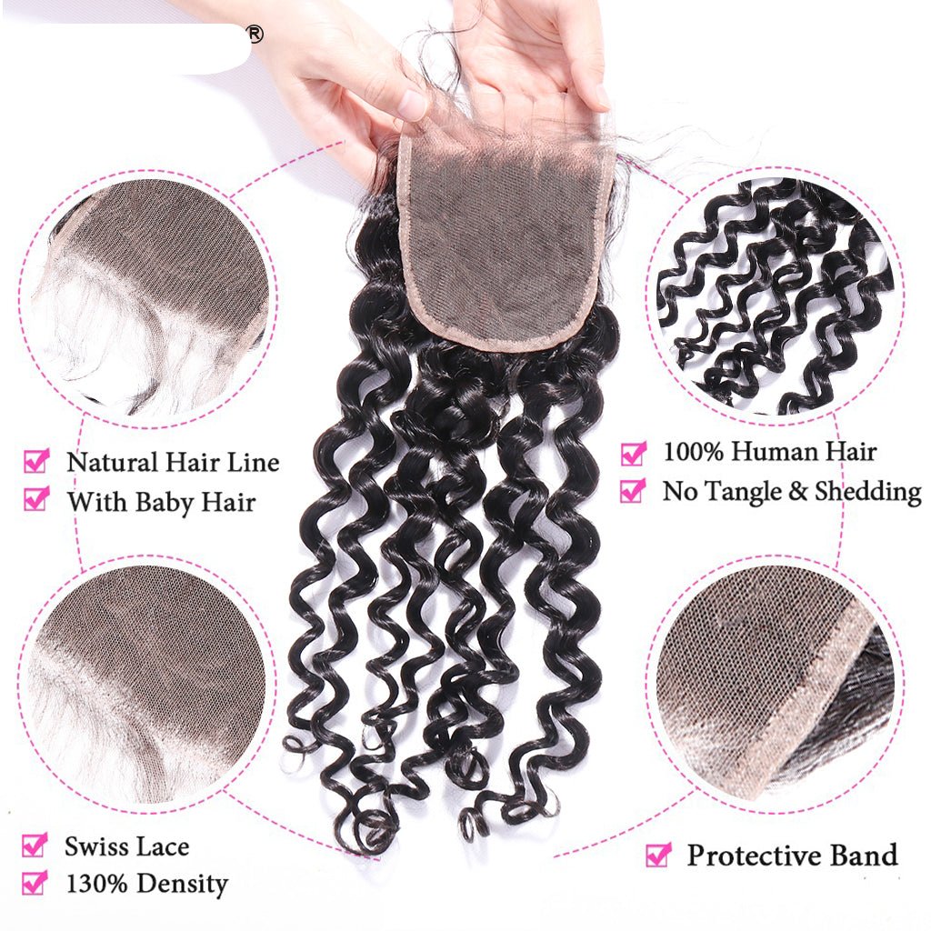 Hair Water Curly Bundles With Closure 100% Human Hair 3 Bundles Hair