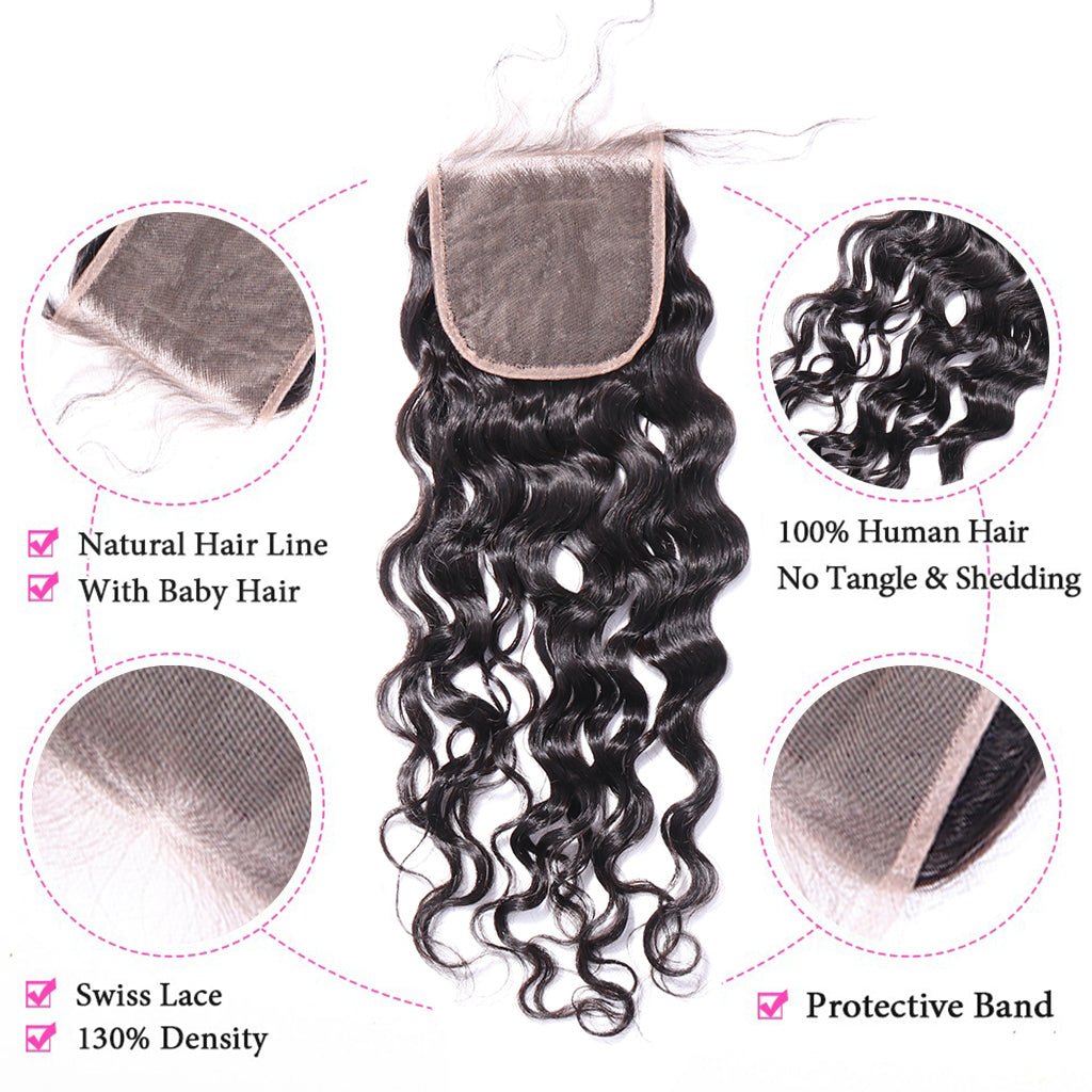 Brazilian Virgin Hair Bundles with Closure Loose Deep Wave Human Hair