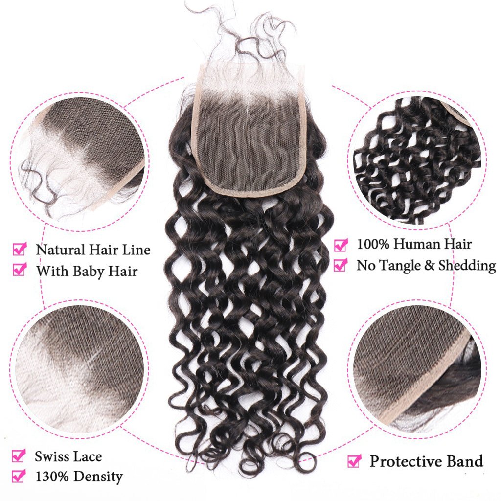 Italian Curly Human Hair Bundles with Closure Brazilian Virgin Hair Free Shipping