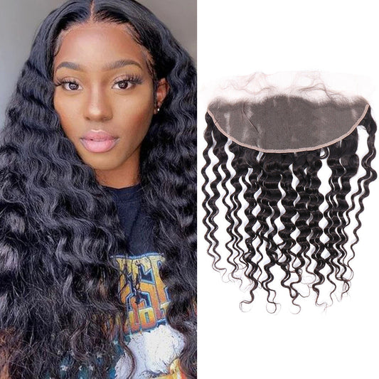 100% Unprocessed Human Hair 13x4 Loose deep Lace Frontal Natural Wave hair accessories