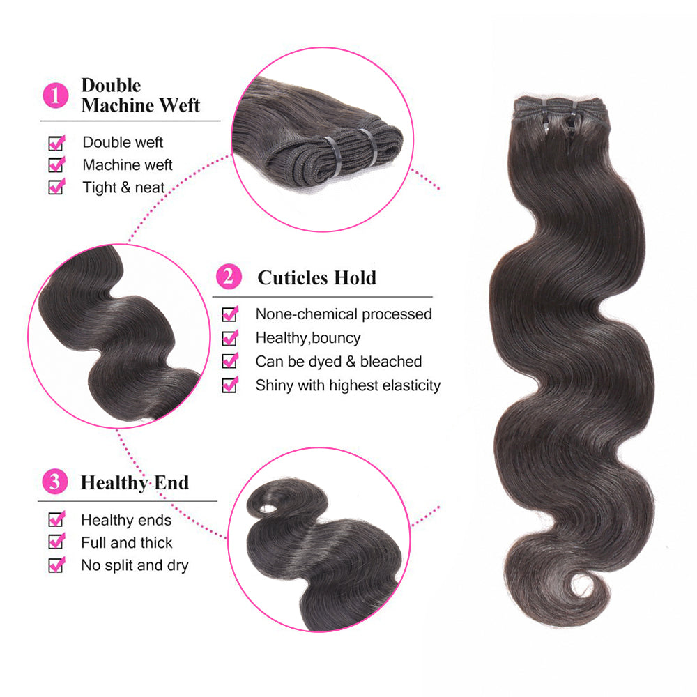 Funmi Body Wave Hair Bundles Human Hair 3 Bundles Fumi Hair Weaves Double Drawn Natural Black Color Hair Extension