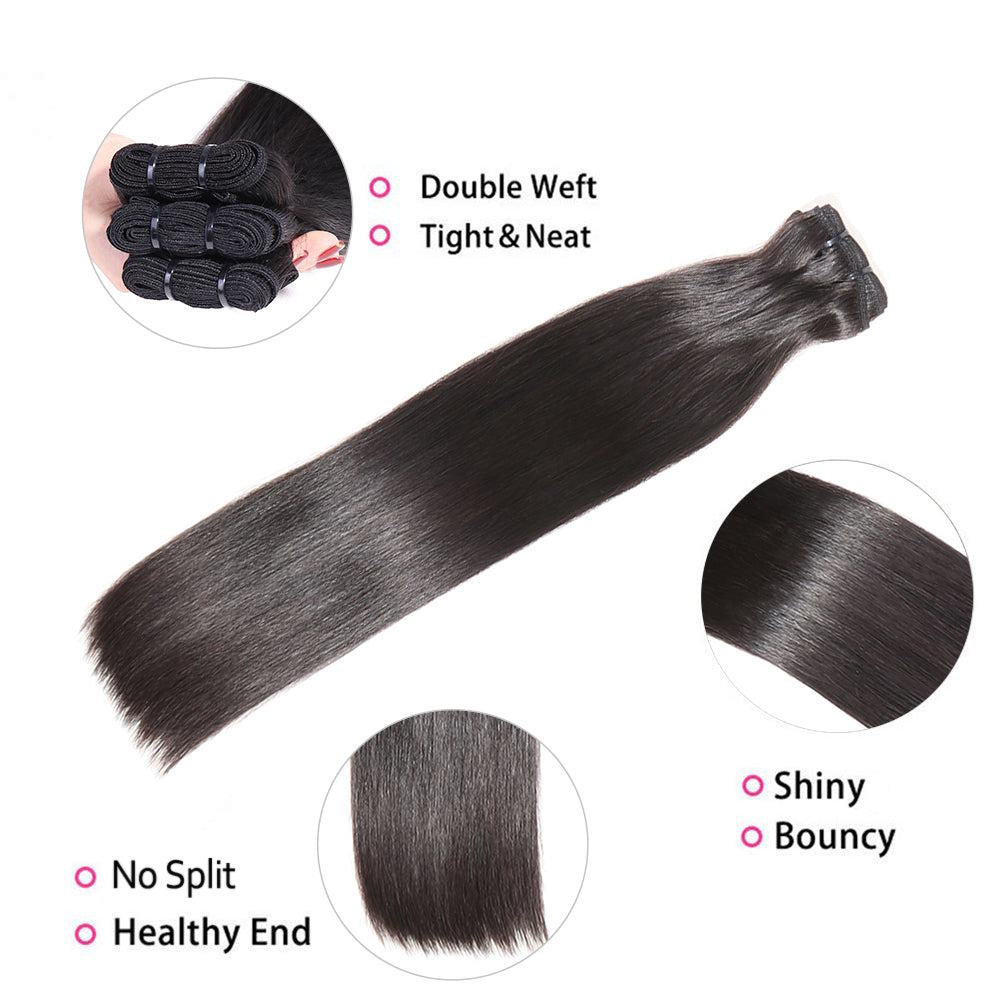 Funmi Bone Straight Hair Bundles Human Hair 1 Bundle Fumi Straight Hair Weaves Double Drawn Natural Black Color Hair Extension