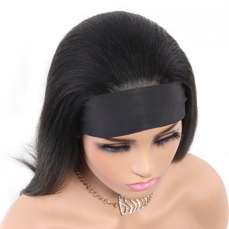 Brazilian Hair Straight Headband Wigs Glueless None Lace Machine Made Wig