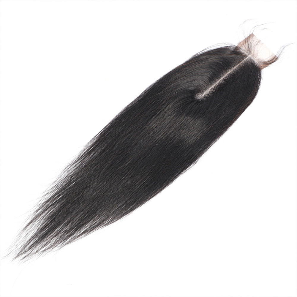 Brazilian 2x6 Lace Closure Straight 100% Human Hair Middle Part with Baby Hair Natural Black Color