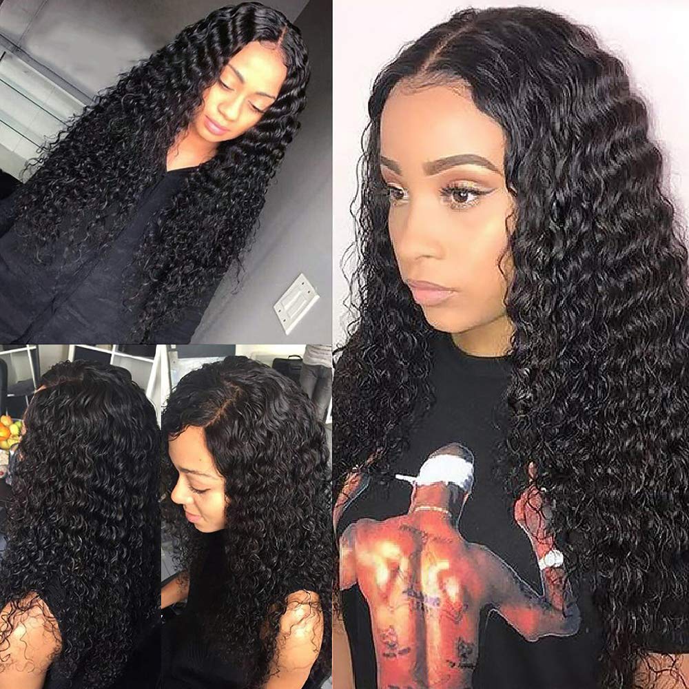 Clearance Sales Synthetic Hair 13x4 Front Lace Wigs Deep Wave PrePlucked Deep Curly Wigs