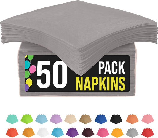 Silver Paper Napkins Disposable Everyday 50 Pcs 2 Ply Silver Cocktail Napkins Paper Everyday For Parties & Party Supplies