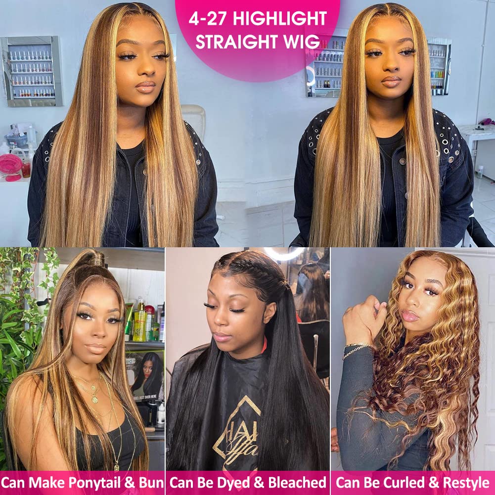 Hot Selling Highlight Brown Color Human Hair 13x4 Lace Front Wig