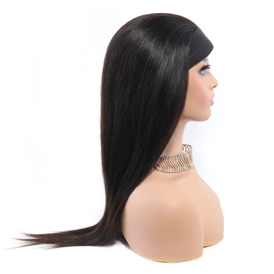 Brazilian Hair Straight Headband Wigs Glueless None Lace Machine Made Wig